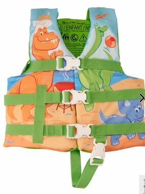 Bass Pro Shops Neon Green Child Life Jacket with Light Blue Trim